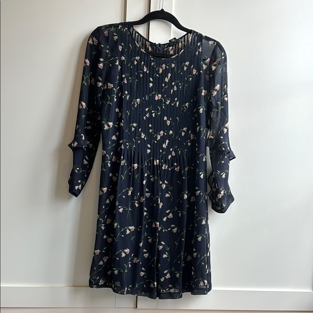 Club Monaco Floral Navy Dress